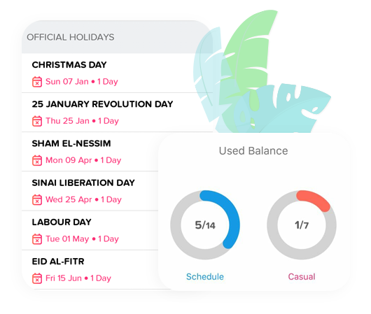 An illustration demonstrating how an employee can view their remaining leave balances across different types of leave.