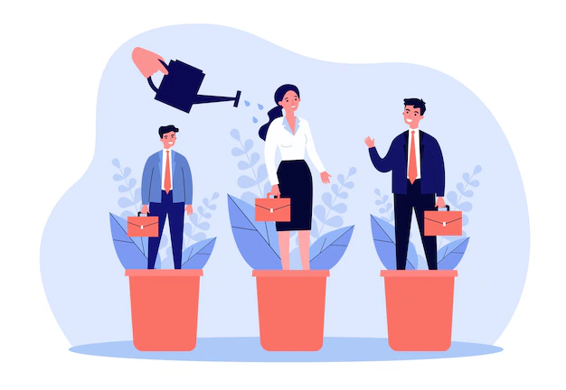 career-training-concept-employees-standing-flowerpots-hand-watering-plants-people-illustration-business-professionals-growth-development-topics