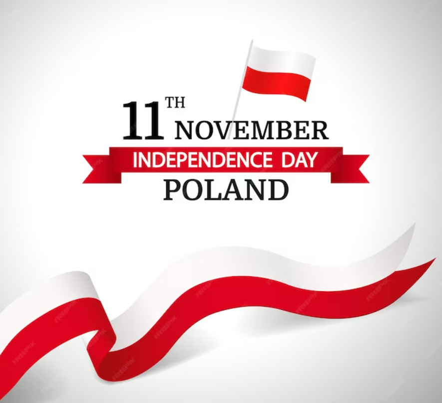 An image of Poland flag with a white background to celebrate the Independence Day of Poland on 11th November