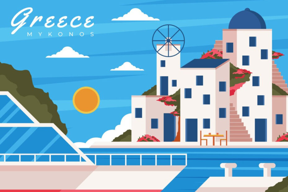 a vector that refers to Greece beaches