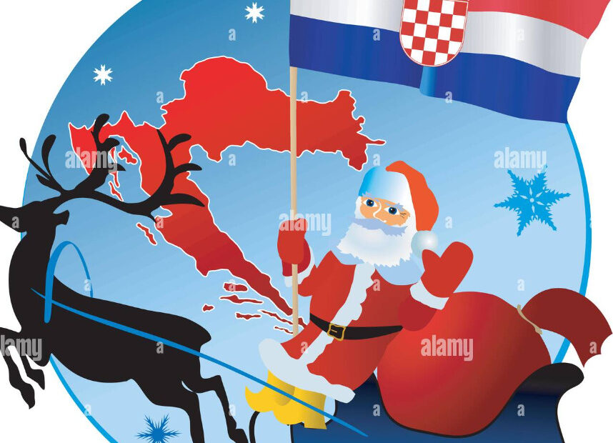 An image of Santa Cloth holding Croatia Flag