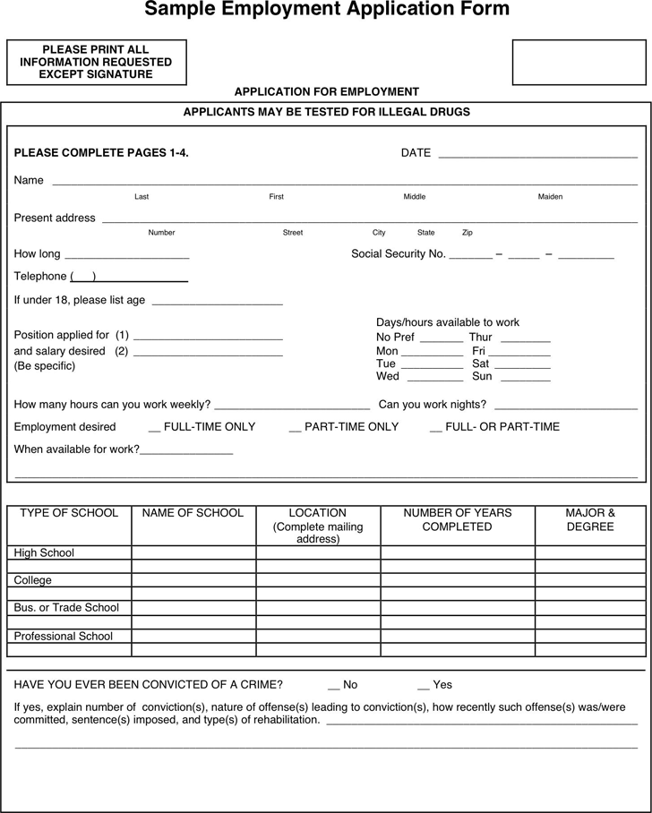 Employment Application Form With 2 Example Templets Day Off 5302