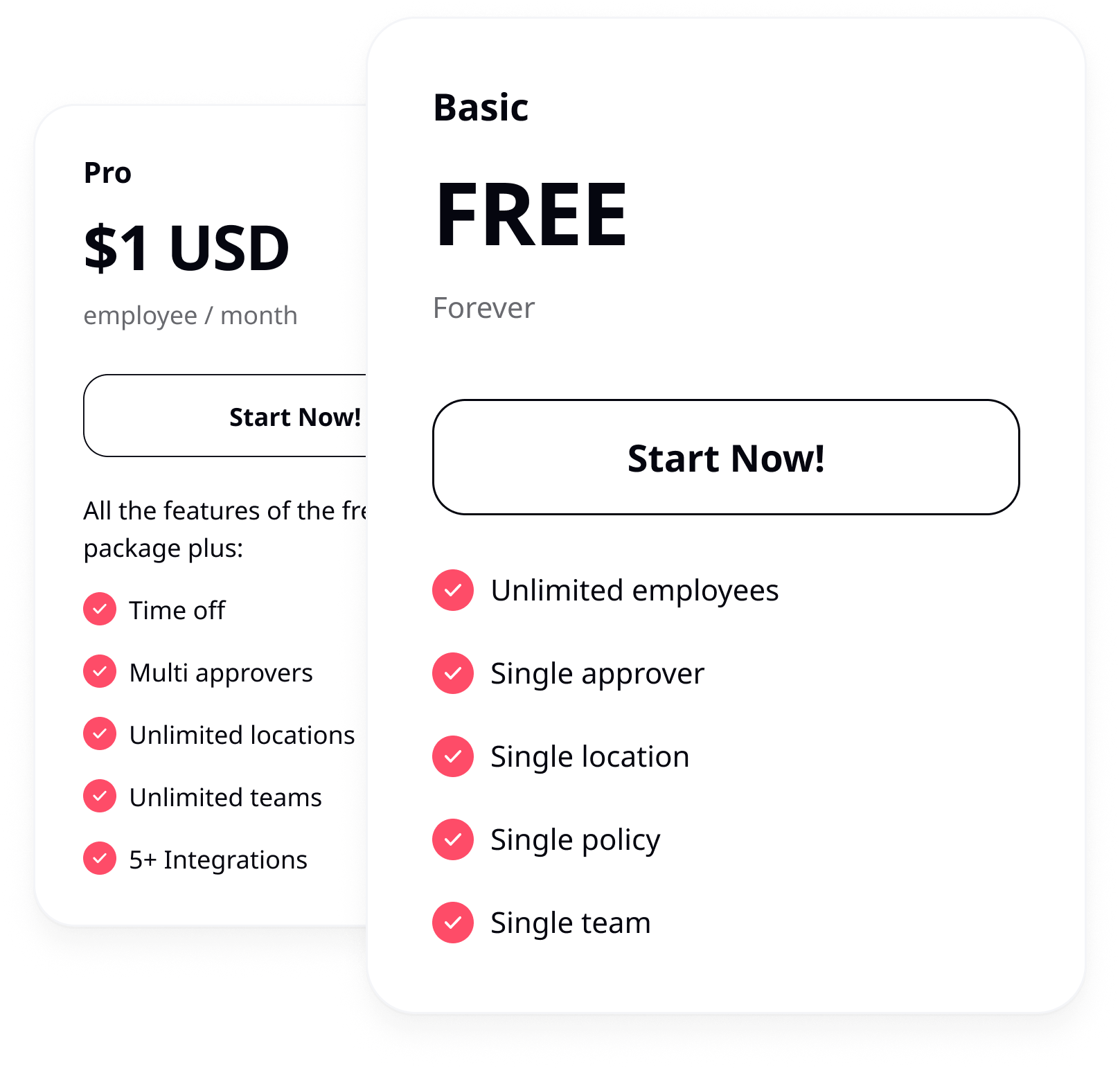 An illustration of Day Off Pricing for the free and pro plan