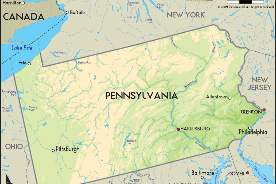 An image of Pennsylvania on the world map