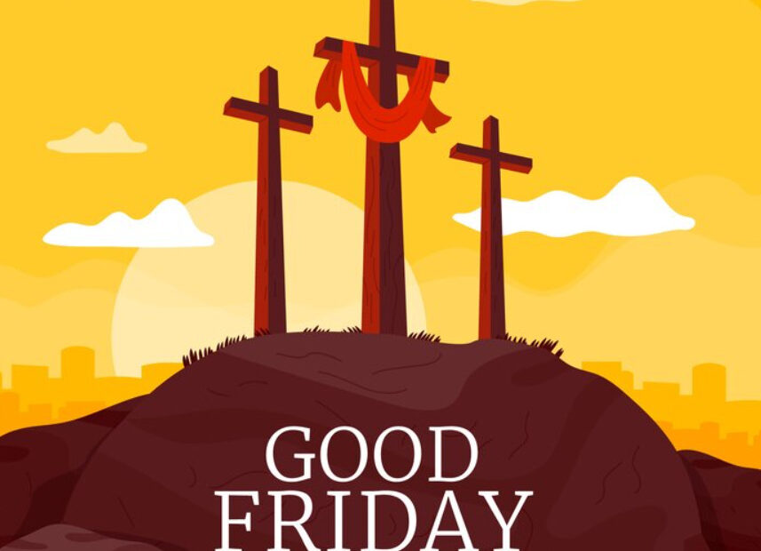 An image of three wooden cross to refer to Good Friday
