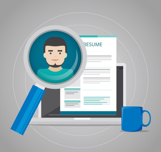 An image of a digital CV with a lens on the candidate Picture