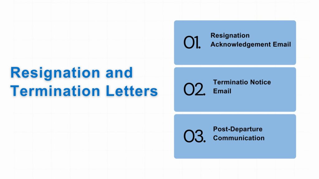 It shows the three different types of Resignation and Termination Letters