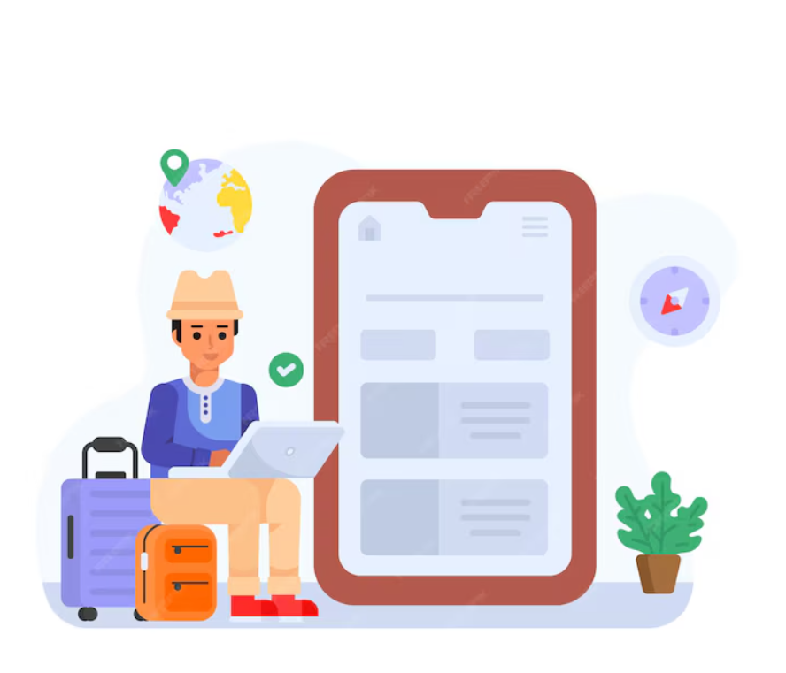 employee holding laptop and preparing for his vacation