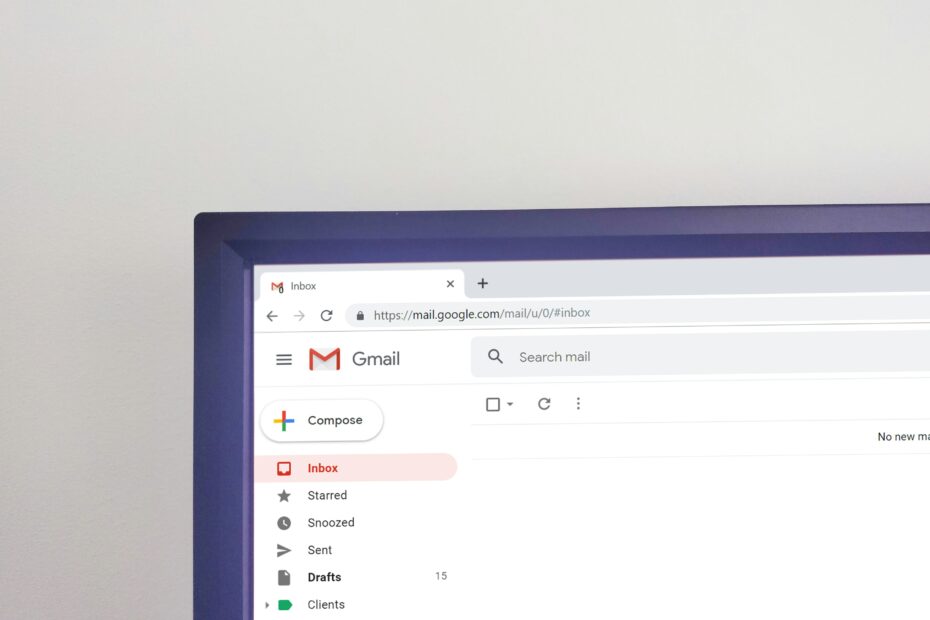 An image of a laptop screen displaying Gmail