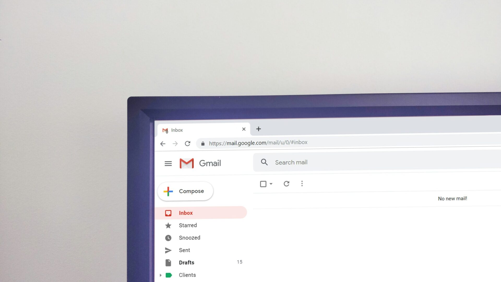 An image of a laptop screen displaying Gmail