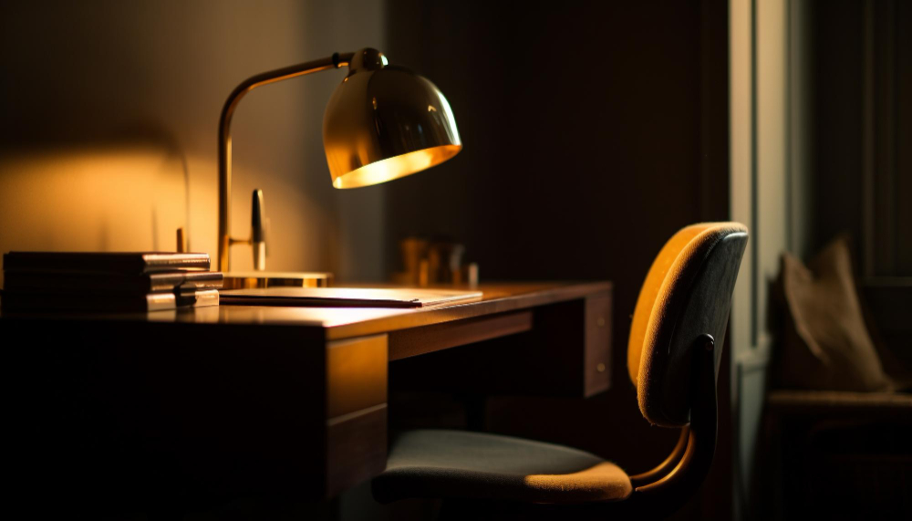 An image of a disk, with a warm light because it's night. indicating that an employee is working overtime beyond his work hours.