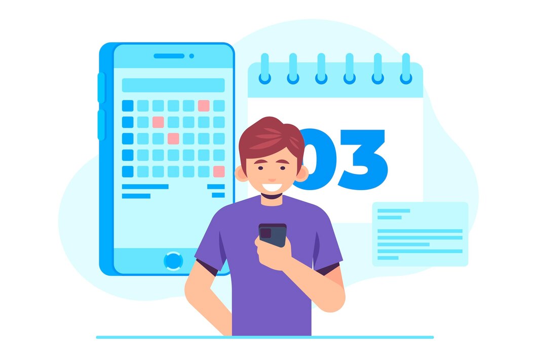 Man submitting a leave request on smartphone illustrated