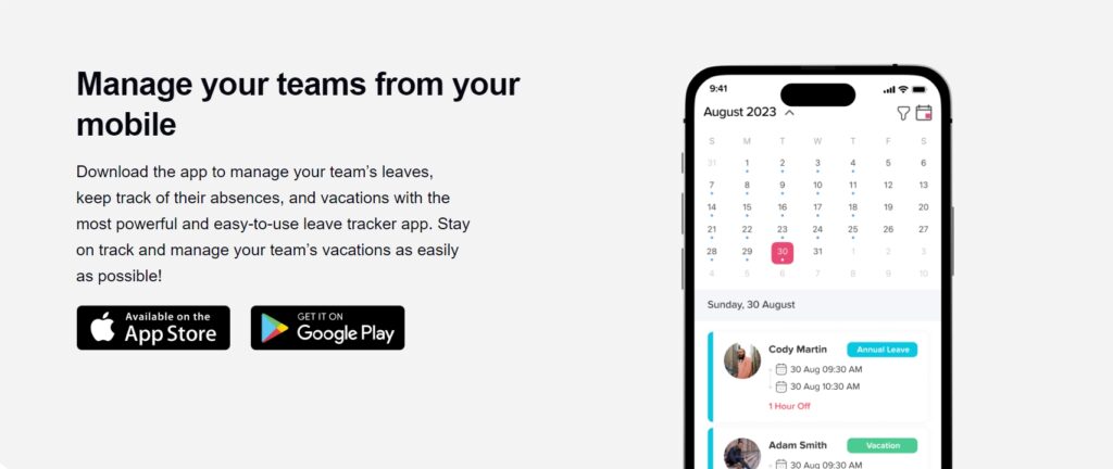 A screenshot from Day Off leave Tracker