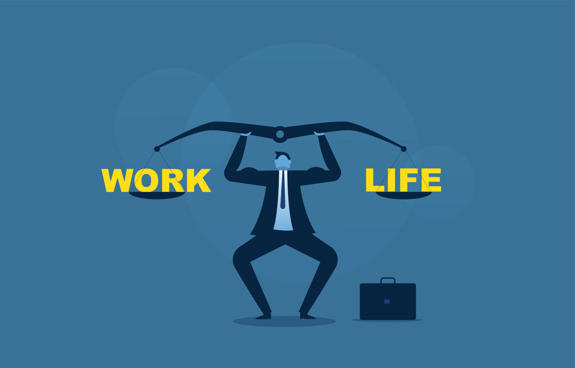 Businessman trying to balance work and life.