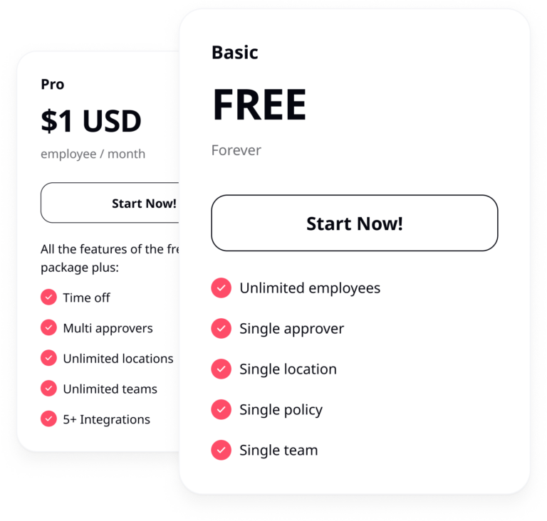 Day Off prices for the free and pro version