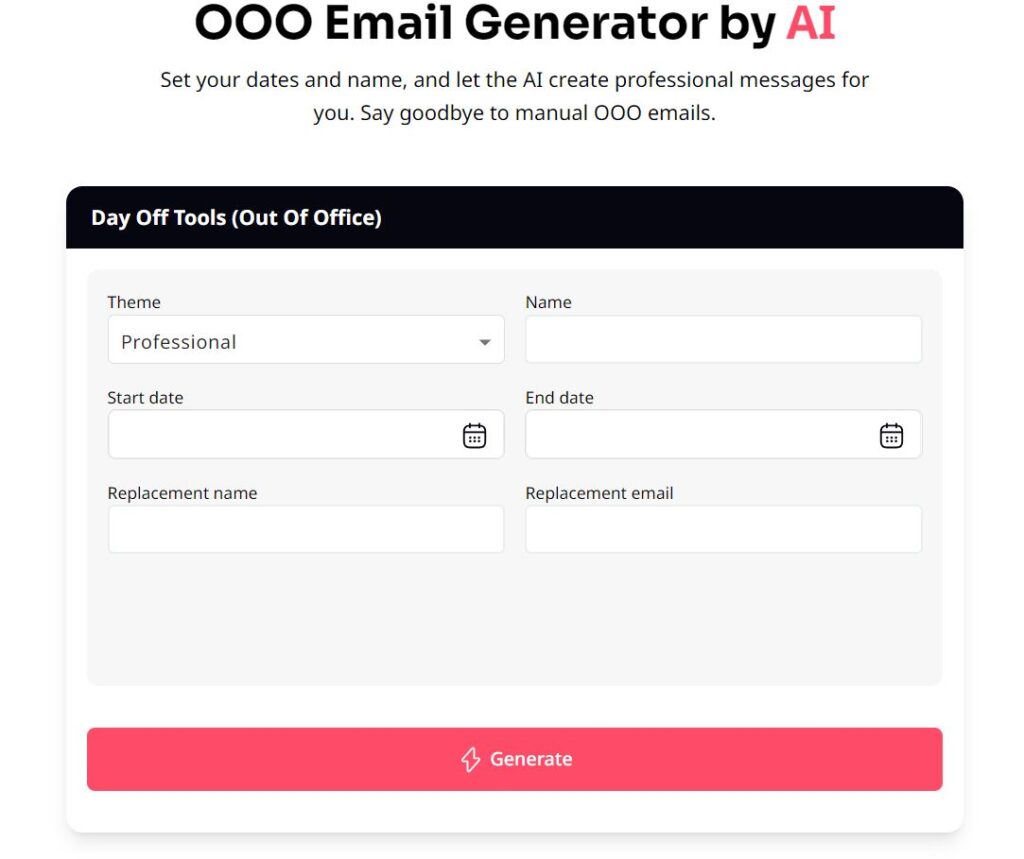 out of office message generator