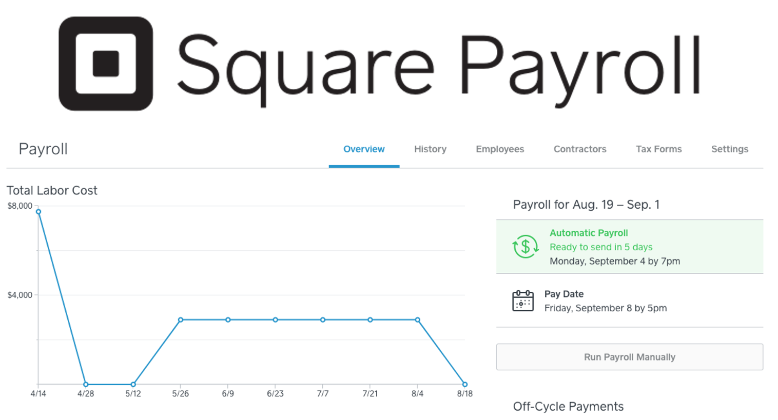 a screenshot for Square Payroll website