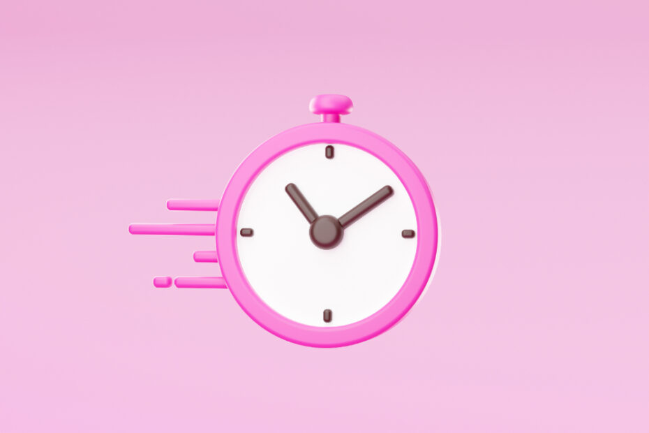 Pink stopwatch icon symbolizing time management and efficiency, representing concepts like employee scheduling software.