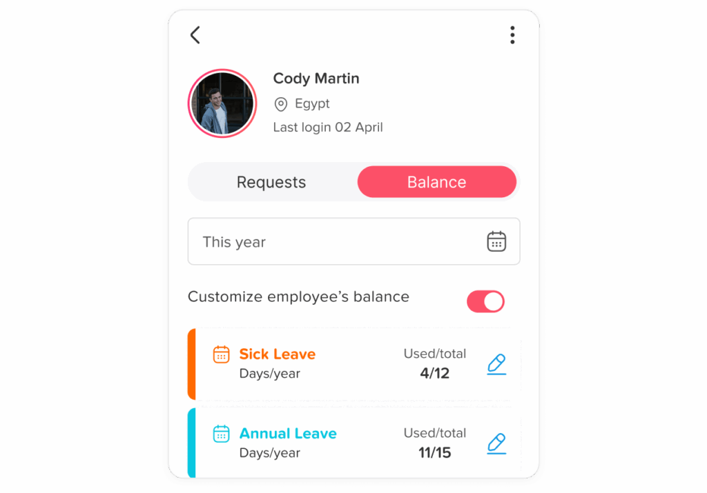 Day Off app feature showing employee leave tracking, PTO management and absence scheduling – Day OffDay Off