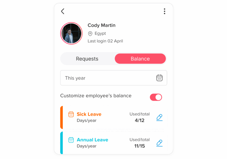 Day Off app feature showing employee leave tracking, PTO management and absence scheduling – Day OffDay Off
