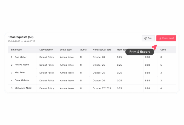 Day Off app feature showing employee leave tracking, PTO management and absence scheduling – Day OffDay Off