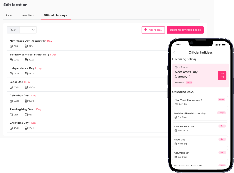 Day Off app feature showing employee leave tracking, PTO management and absence scheduling – Day OffDay Off