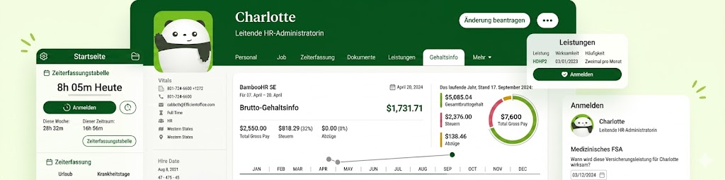 „BambooHR Software zur Personalverwaltung mit Dashboard für Mitarbeiterdaten und HR-Prozesse“