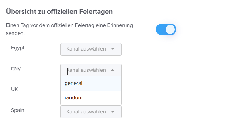 „Slack-Integration in Day Off mit automatischen Feiertags-Zusammenfassungen für das Team.“