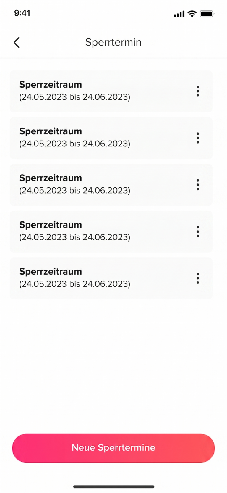 „Einstellungsseite der Day Off App mit definierten Blackout-Zeiträumen, in denen keine Urlaubsanfragen erlaubt sind.“