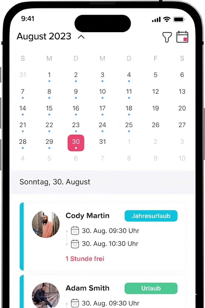 „Screenshot der mobilen Day Off App mit Übersicht zu Urlaubsanträgen und PTO-Tracking“