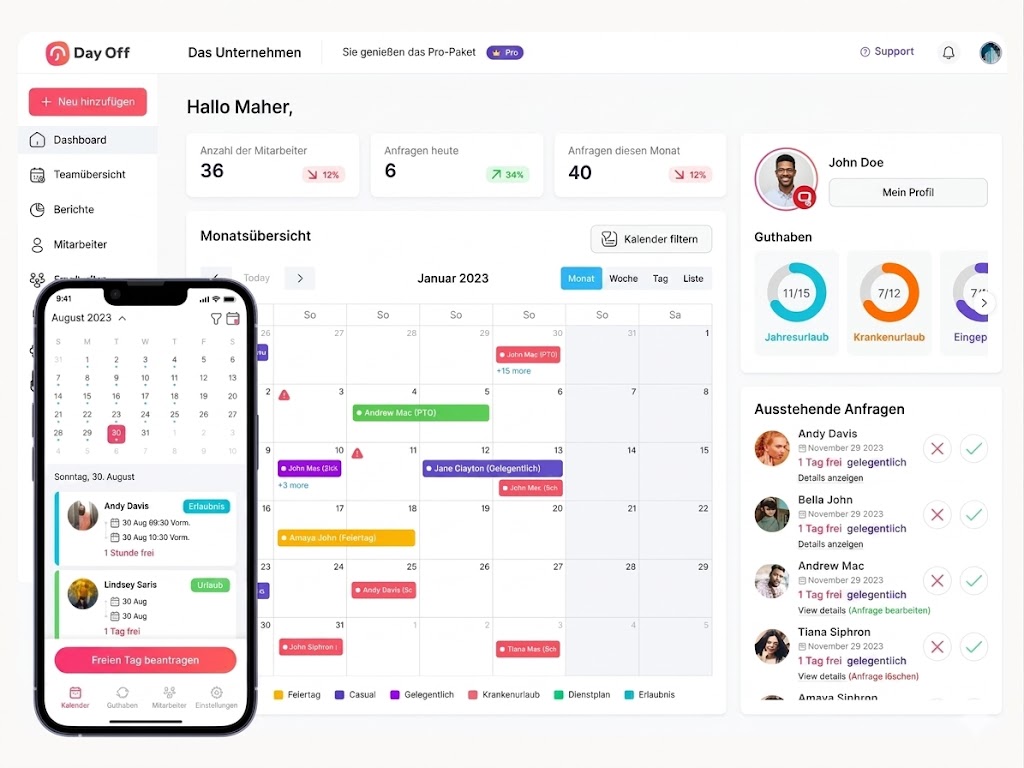 „Einfache Urlaubsverwaltung mit der Day Off App für PTO-Anträge und Abwesenheiten“