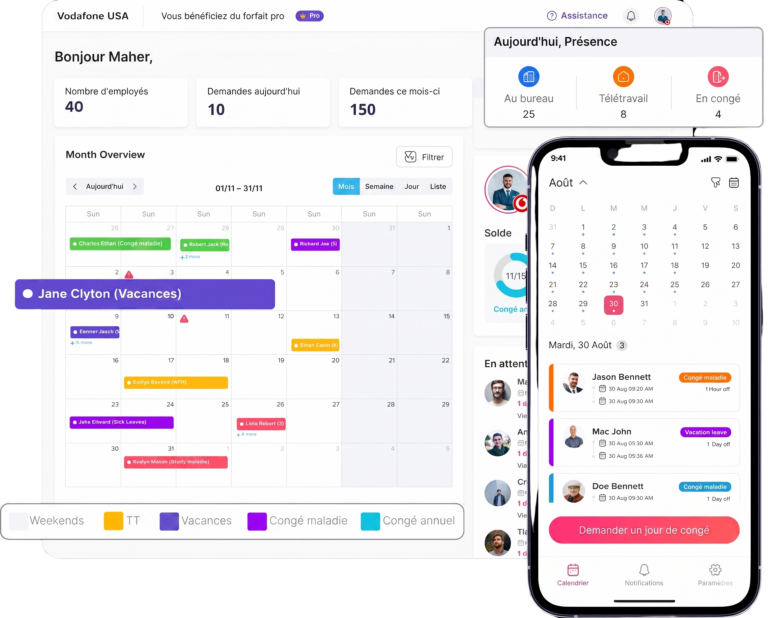 Day Off app feature showing employee leave tracking, PTO management and absence scheduling – Day OffDay Off