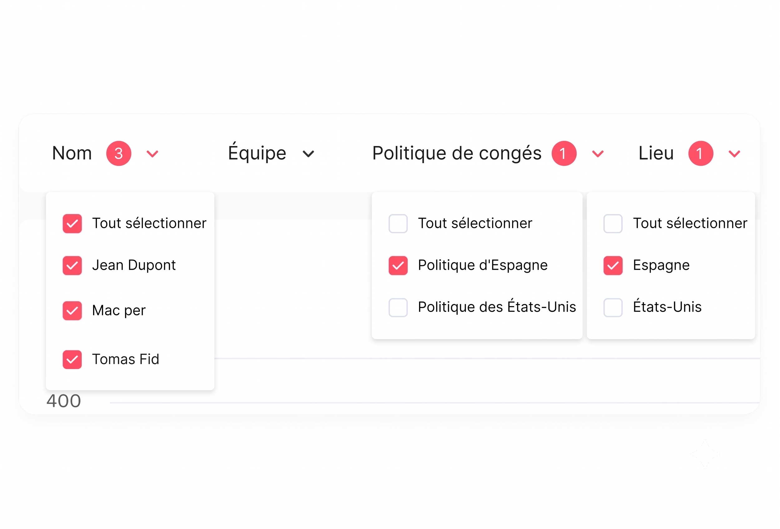 Filtre Rapport détaillé