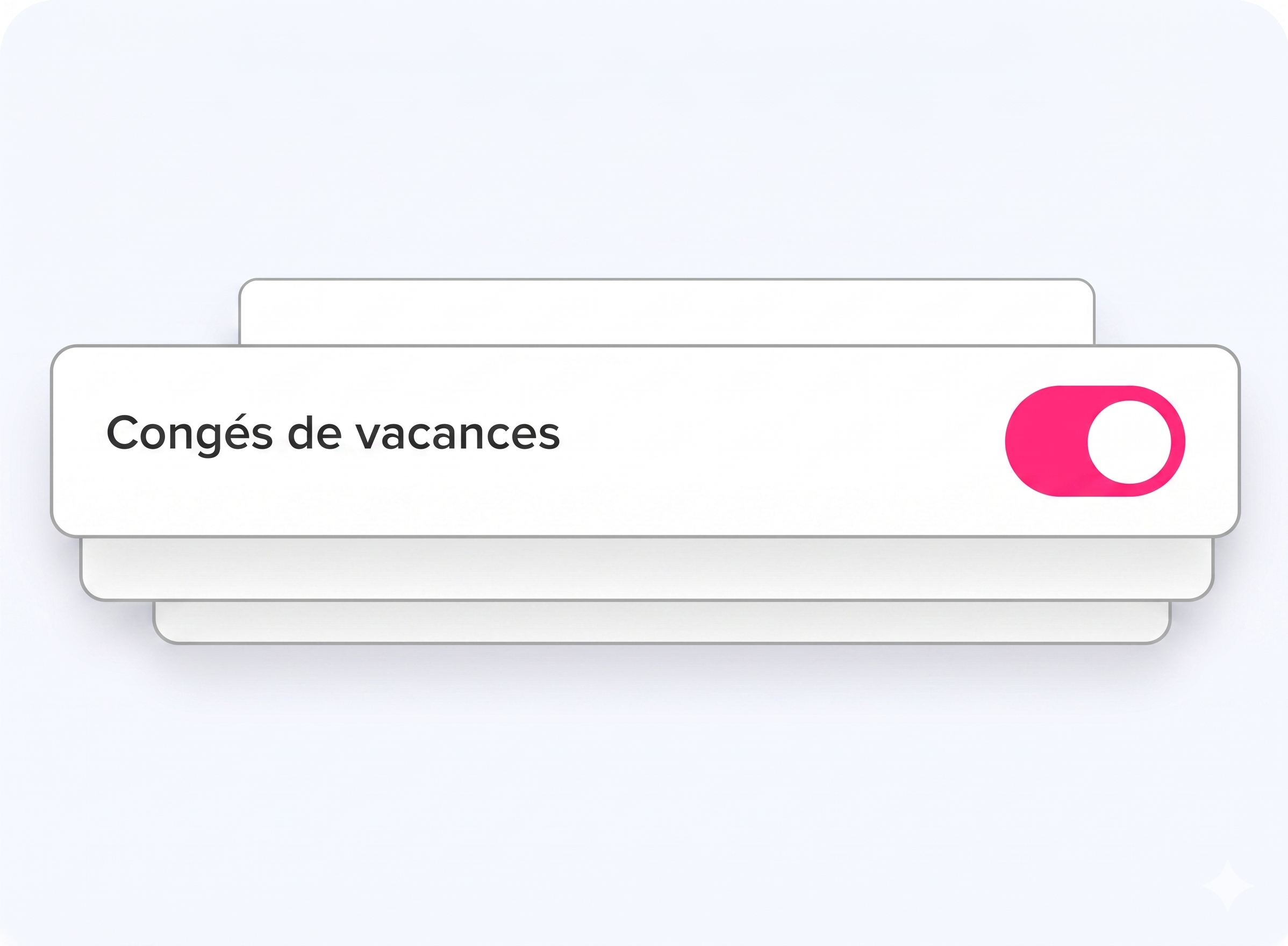 Interface affichant une option « Congés de vacances » avec un bouton interrupteur activé permettant d’activer ou désactiver ce type de congé.