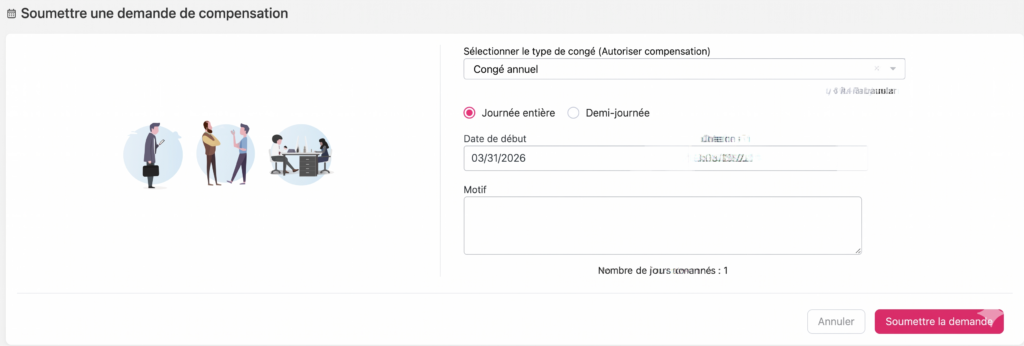 Fenêtre d’alerte affichant un message d’avertissement indiquant que la période demandée ne respecte pas les limites minimales ou maximales requises, avec des boutons « Annuler » et « Confirmer ».