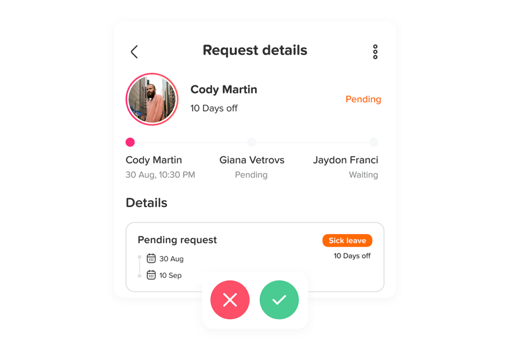 Day Off app feature showing employee leave tracking, PTO management and absence scheduling – Day OffDay Off