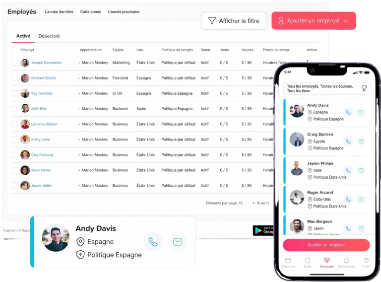 Day Off app feature showing employee leave tracking, PTO management and absence scheduling – Day OffDay Off