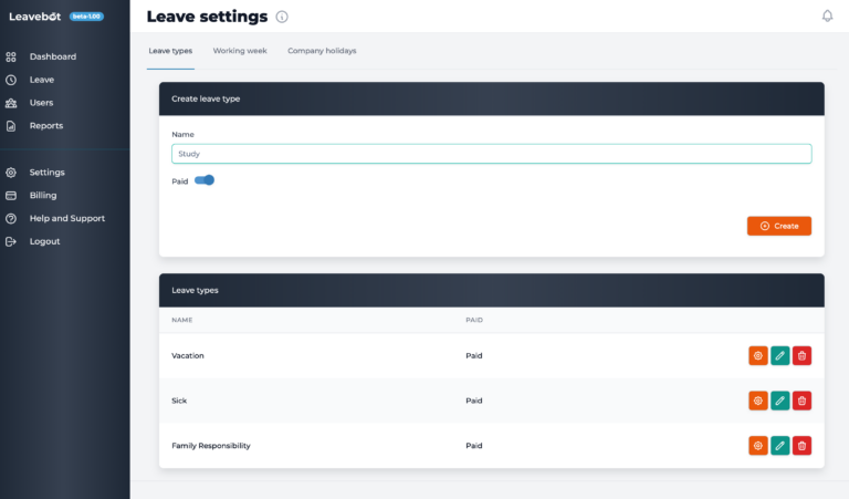 leave setup Best Absence Management Apps For Teams Under 50 People