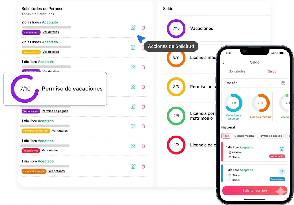 Función de la app Day Off para seguimiento de vacaciones, gestión de ausencias y planificación – Day OffDay Off