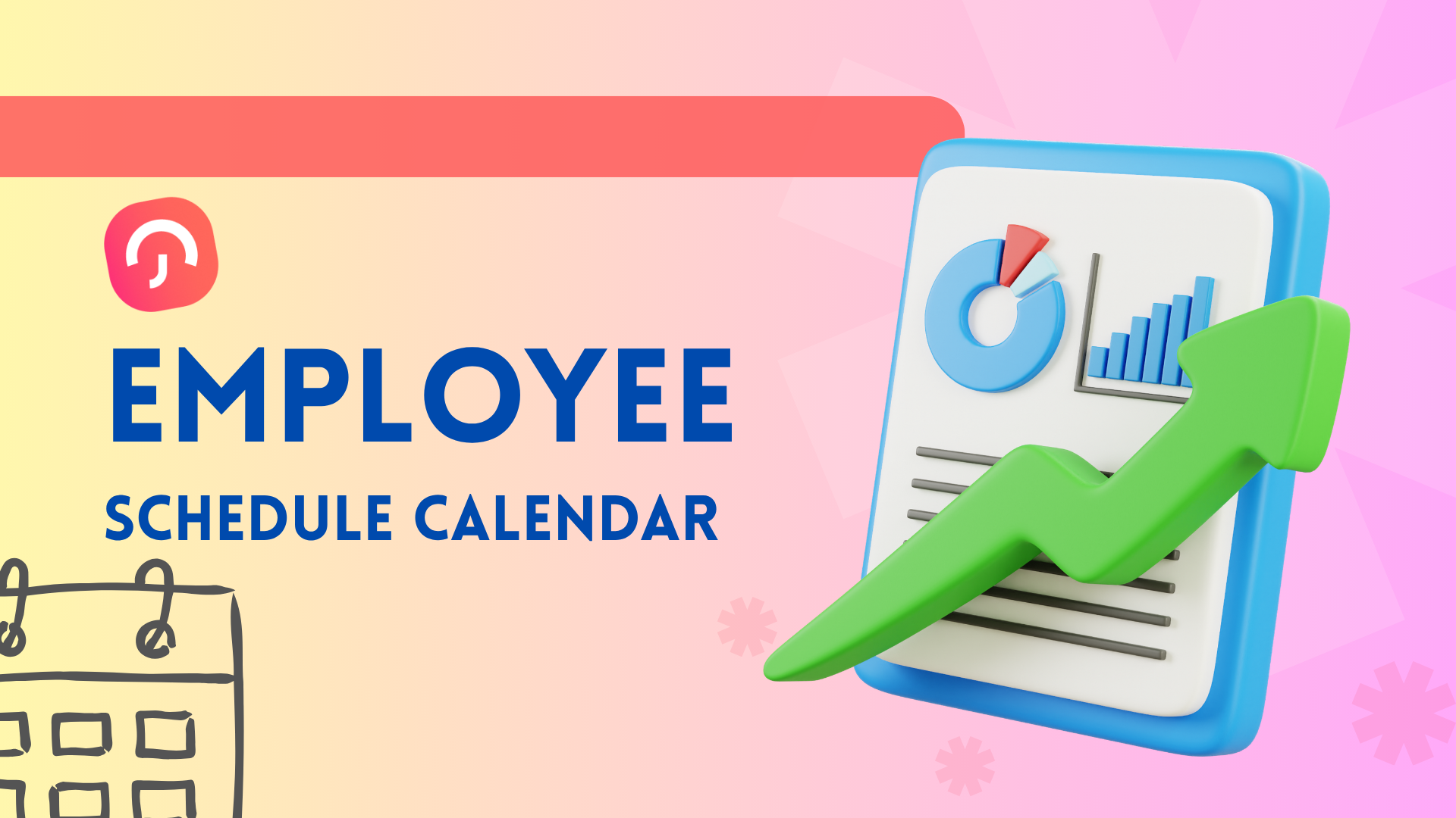 Employee Schedule Calendar: How to Keep Work and Leave Visible 8 Employee schedule calendar banner showing Day Off branding, calendar illustration, performance chart, and upward arrow representing better workforce planning and team visibility.