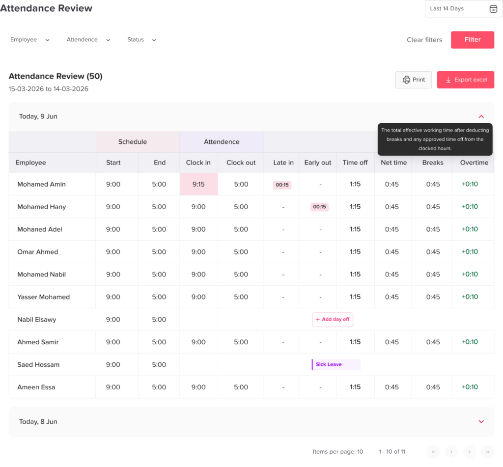 Day Off app feature showing employee leave tracking, PTO management and absence scheduling – Day OffDay Off