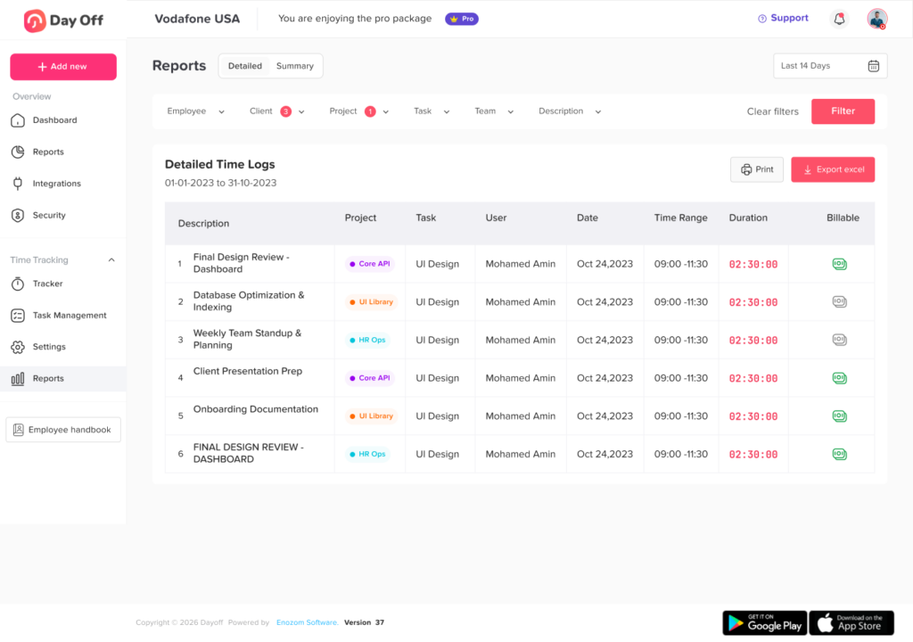Absence and attendance report in Day Off app with leave statistics, trends and team analytics – Day OffDay Off