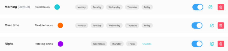 Work schedule and shift planning screen in Day Off app for employee roster management – Day OffDay Off