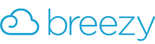 Breezy HR logo featuring a blue cloud icon next to the word 'breezy' in blue text.