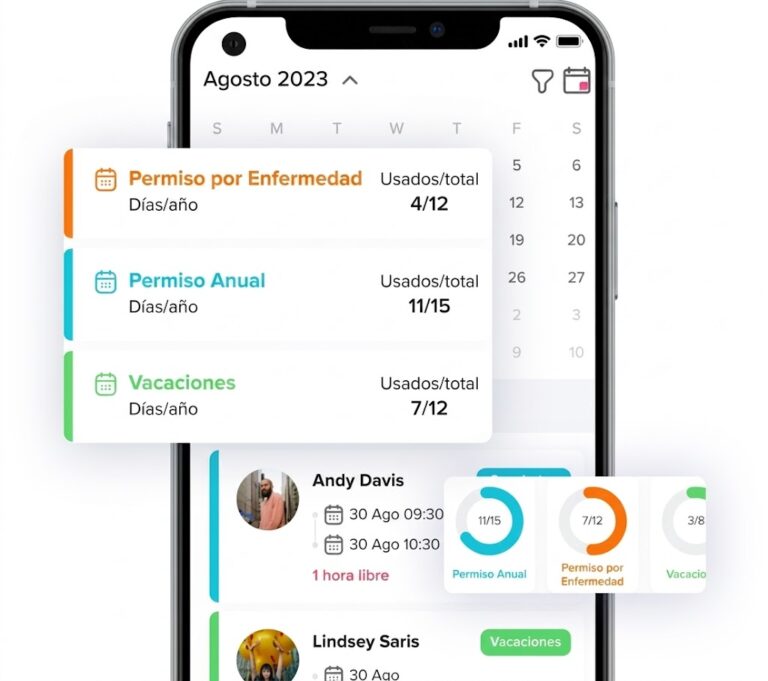 Reporte de saldos de permisos en la app Day Off, mostrando el saldo de PTO y vacaciones de cada empleado
