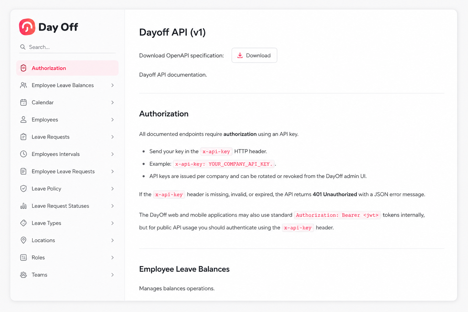 API Documentation Public API Access