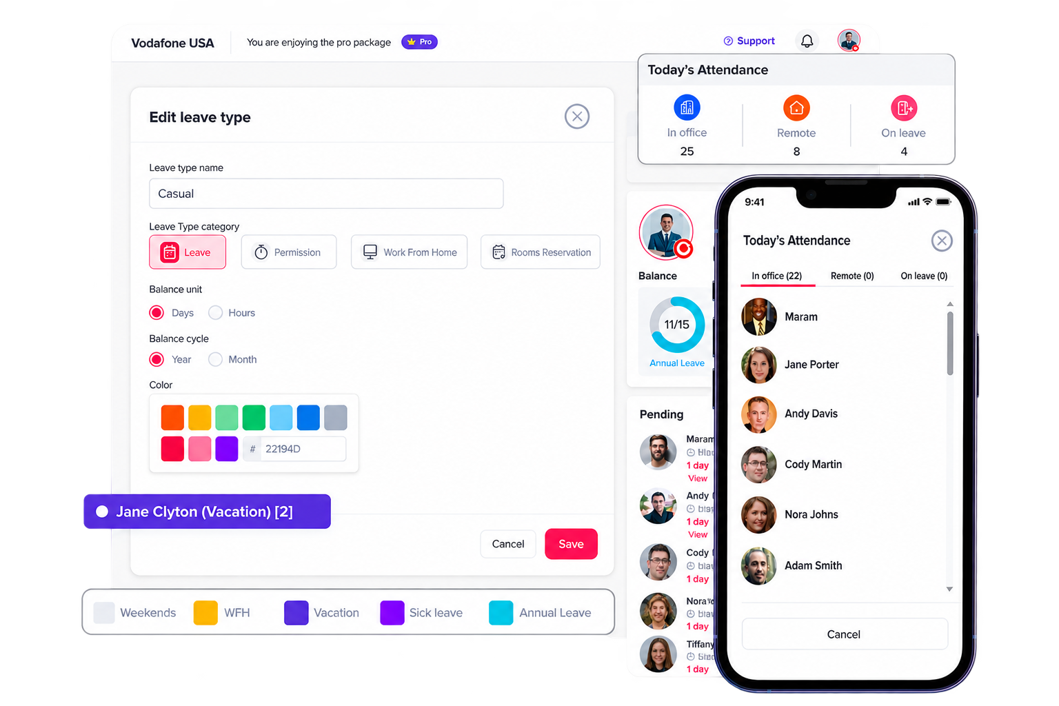 Attendance 3 Remote Team Status Widget