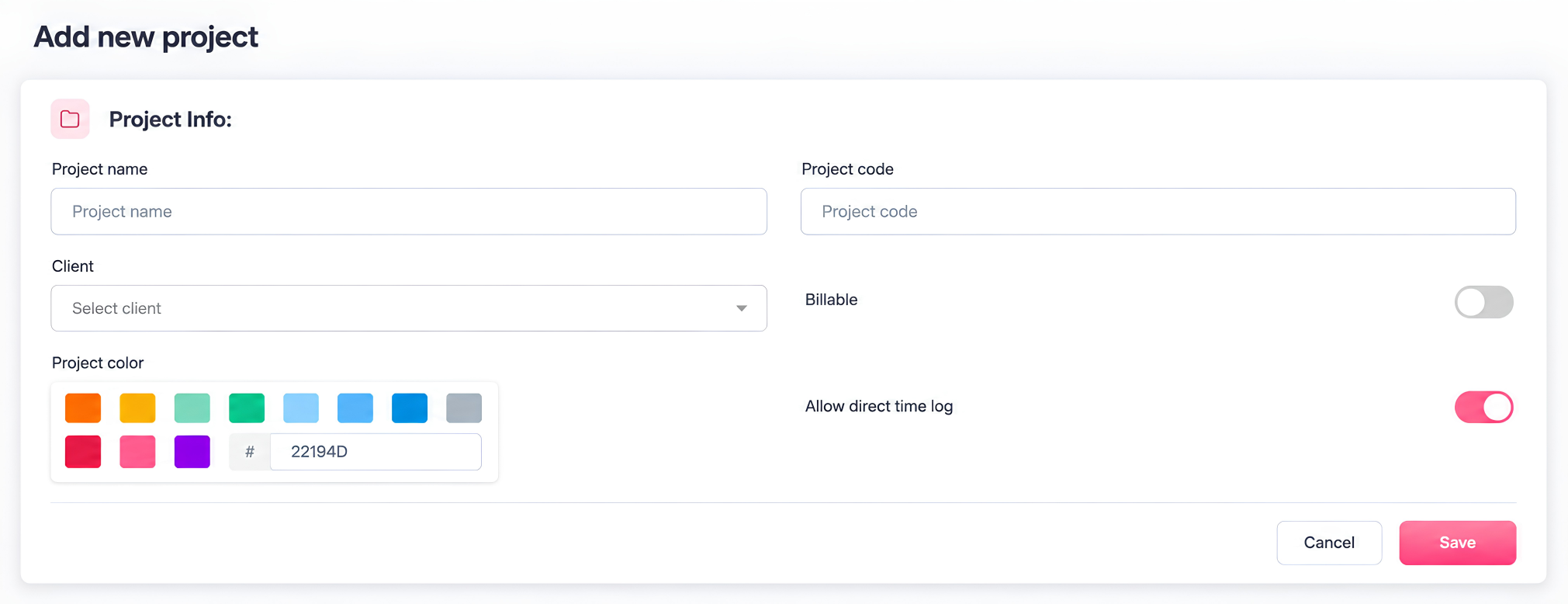 Creating a project Projects Management