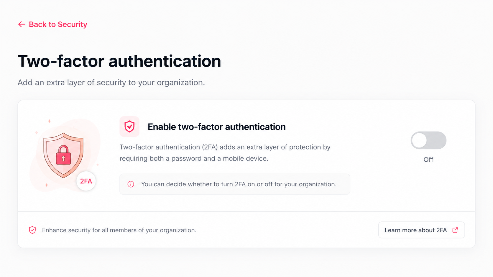 Enable 2 factor authenticator Two-Factor Authentication