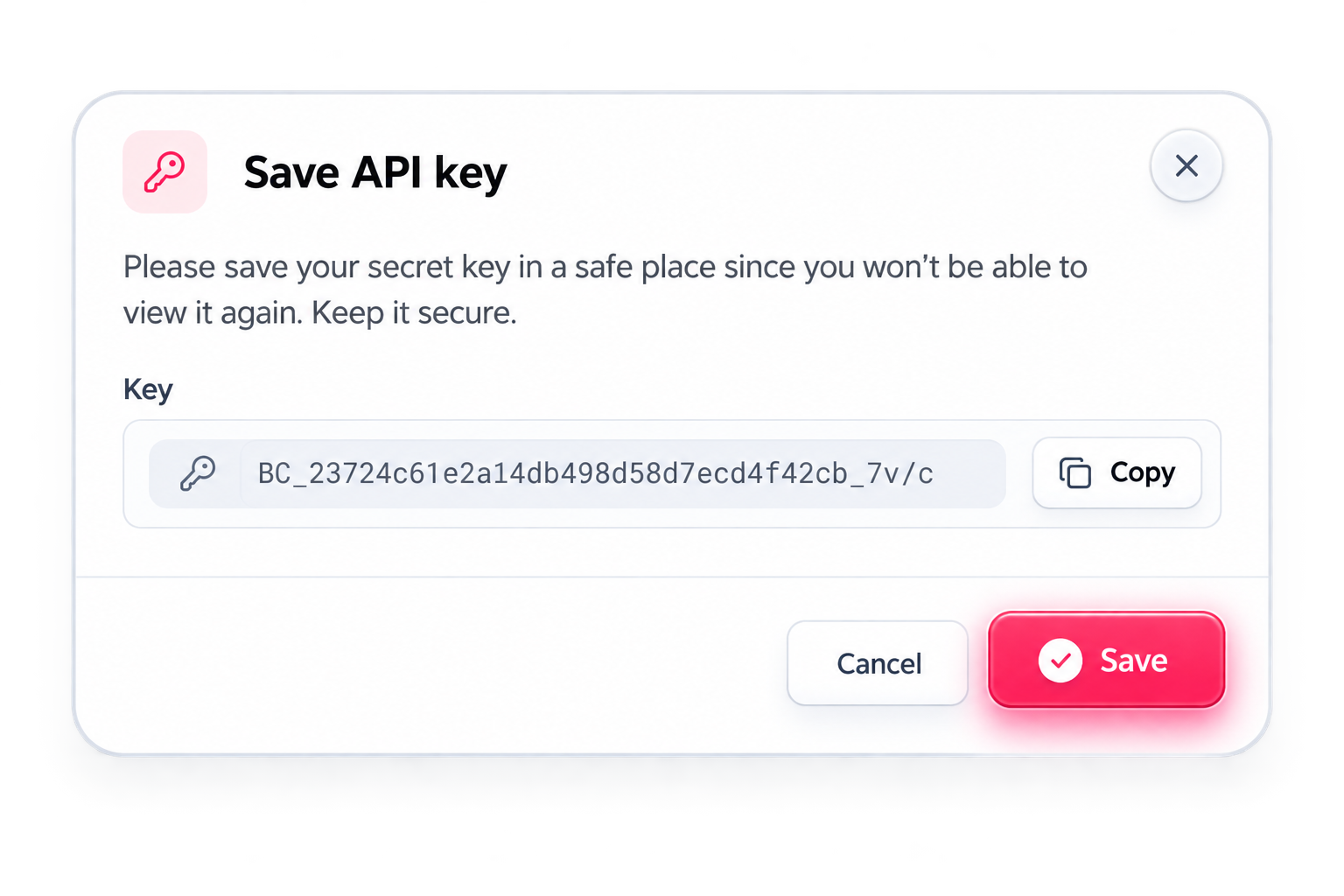 Save API Key Public API Access